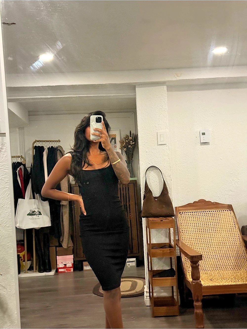 Topshop Black Ribbed Midi Dress Like New XS